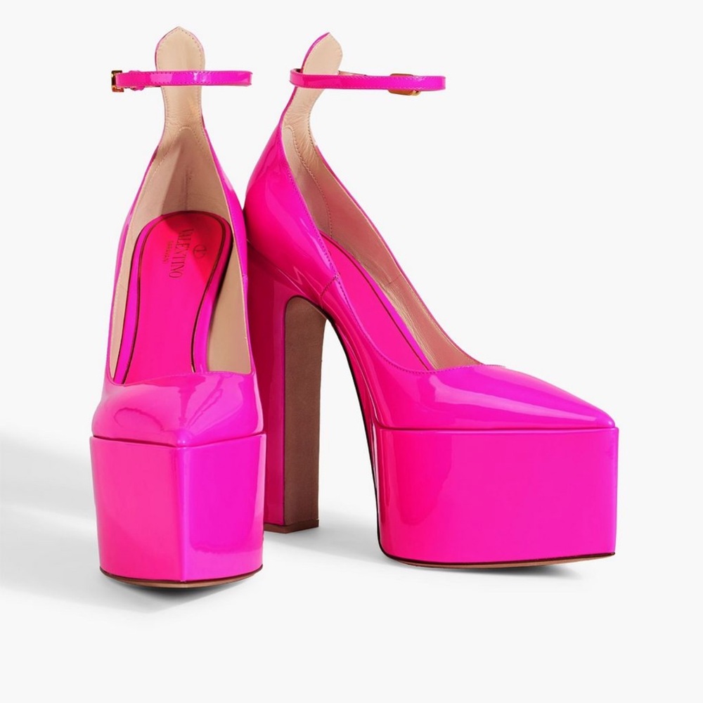 Valentino Pink Platform Pumps with Ankle Strap